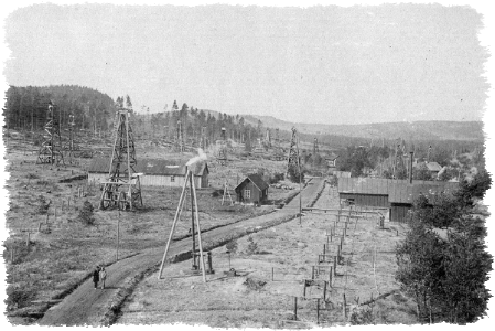 The crude oil chimney plant in Bóbrka - archival photo