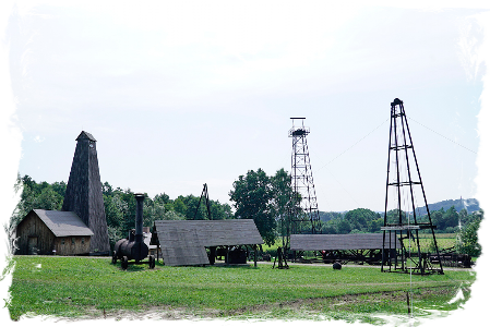 The crude oil sector in the Museum of Folk Architecture in Sanok.