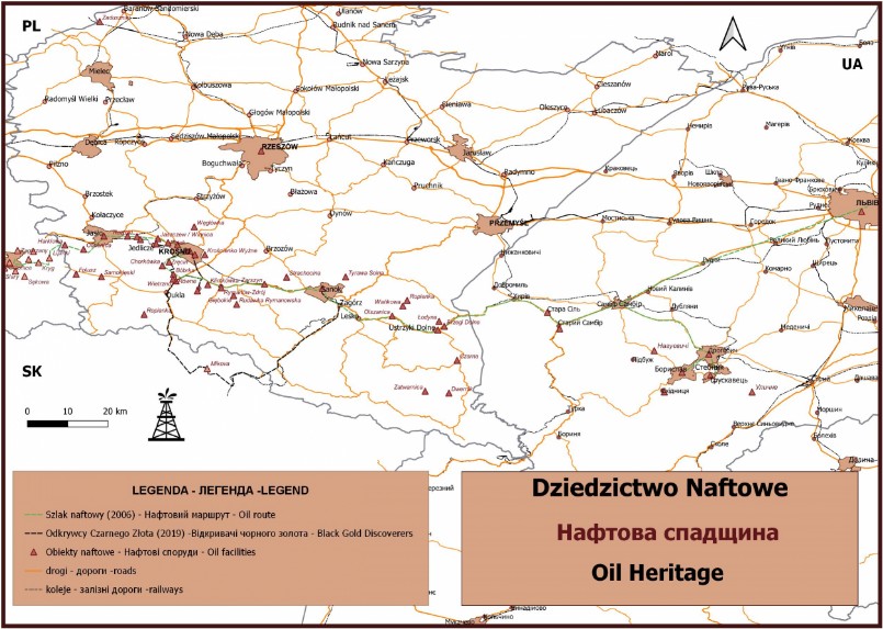 Map showing petroleum heritage sites<br />.
